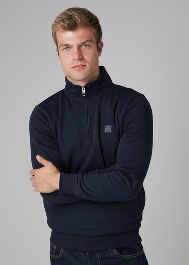 Tokyo Laundry Navy Cotton Blend Quarter Zip Sweatshirt