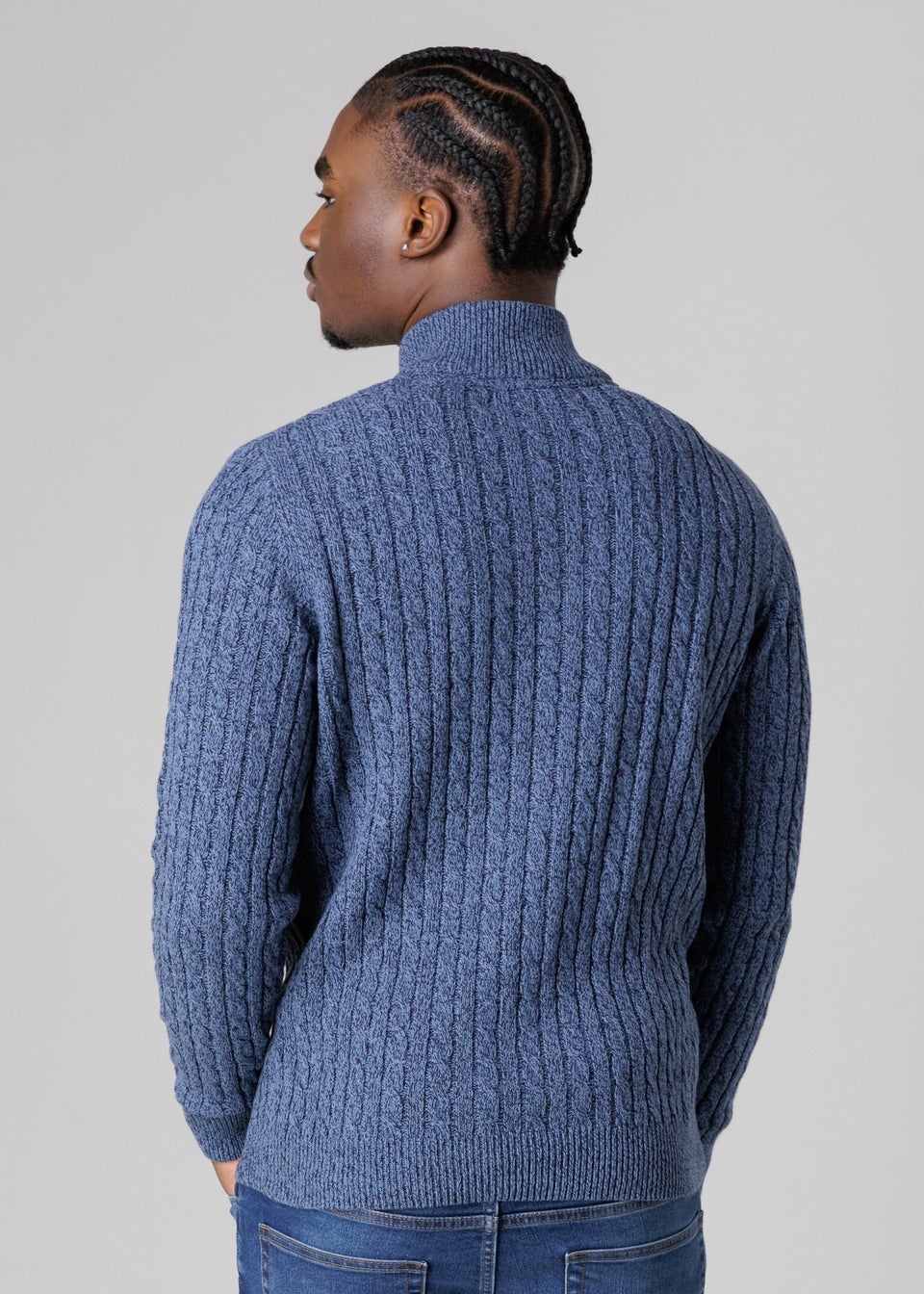 Tokyo Laundry Blue Quarter Zip Cotton Blend Jumper