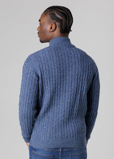 Tokyo Laundry Blue Quarter Zip Cotton Blend Jumper