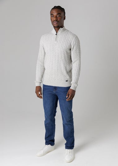 Tokyo Laundry Light Grey Quarter Zip Cotton Blend Jumper