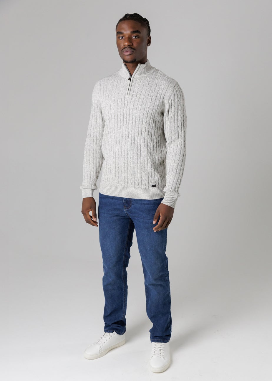 Tokyo Laundry Light Grey Quarter Zip Cotton Blend Jumper