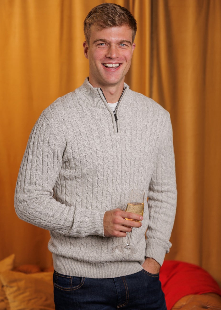 Tokyo Laundry Light Grey Quarter Zip Cotton Blend Jumper