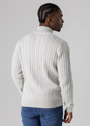 Tokyo Laundry Light Grey Quarter Zip Cotton Blend Jumper