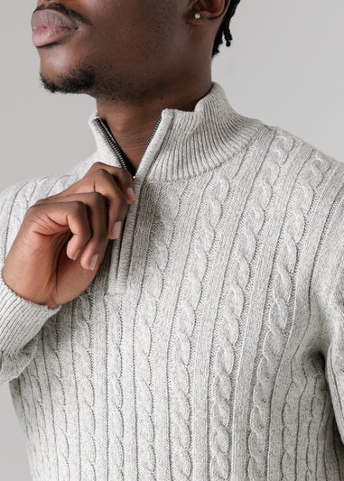 Tokyo Laundry Light Grey Quarter Zip Cotton Blend Jumper