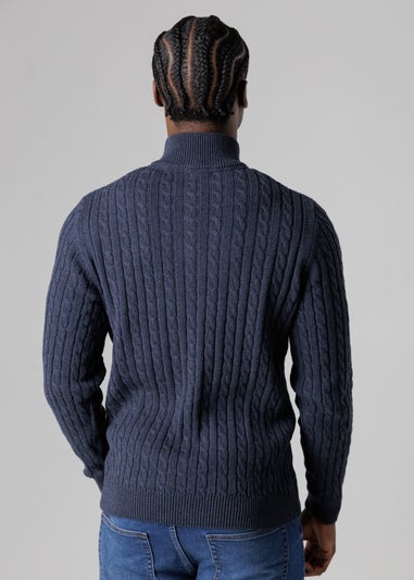 Tokyo Laundry Navy Quarter Zip Cotton Blend Jumper
