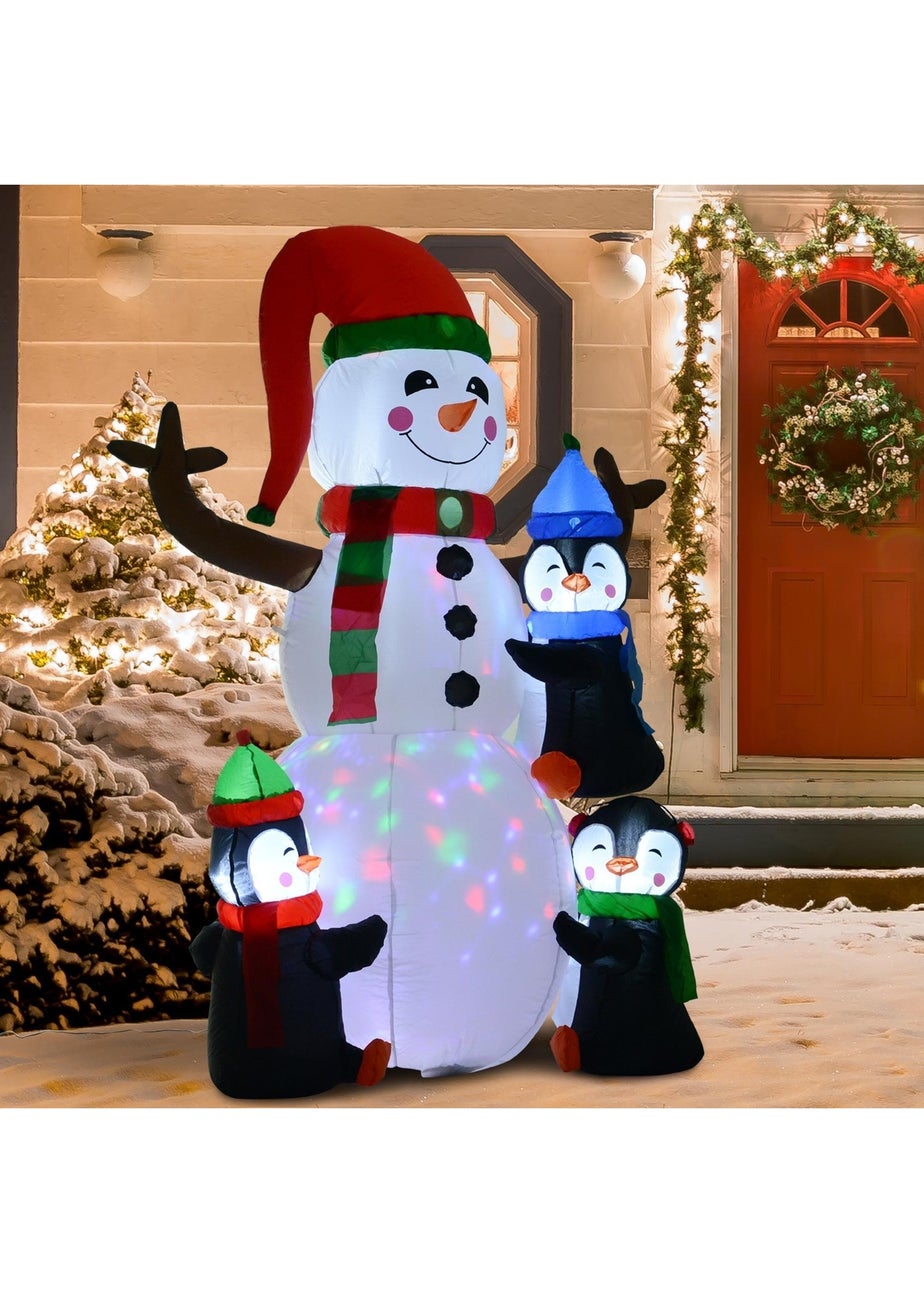 HOMCOM 6FT Penguin & Snowman Inflatable
