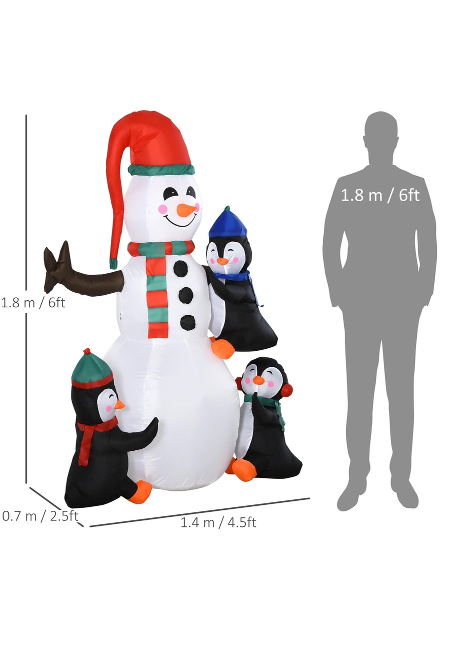 HOMCOM 6FT Penguin & Snowman Inflatable