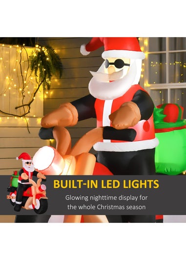 HOMCOM 5.5ft Motorbike Santa Inflatable