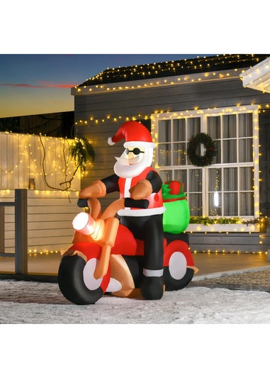 HOMCOM 5.5ft Motorbike Santa Inflatable