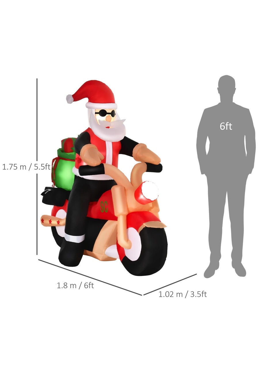HOMCOM 5.5ft Motorbike Santa Inflatable