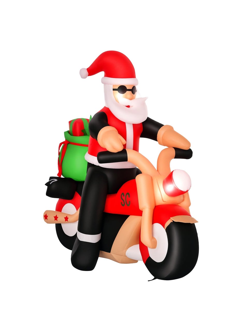 HOMCOM 5.5ft Motorbike Santa Inflatable