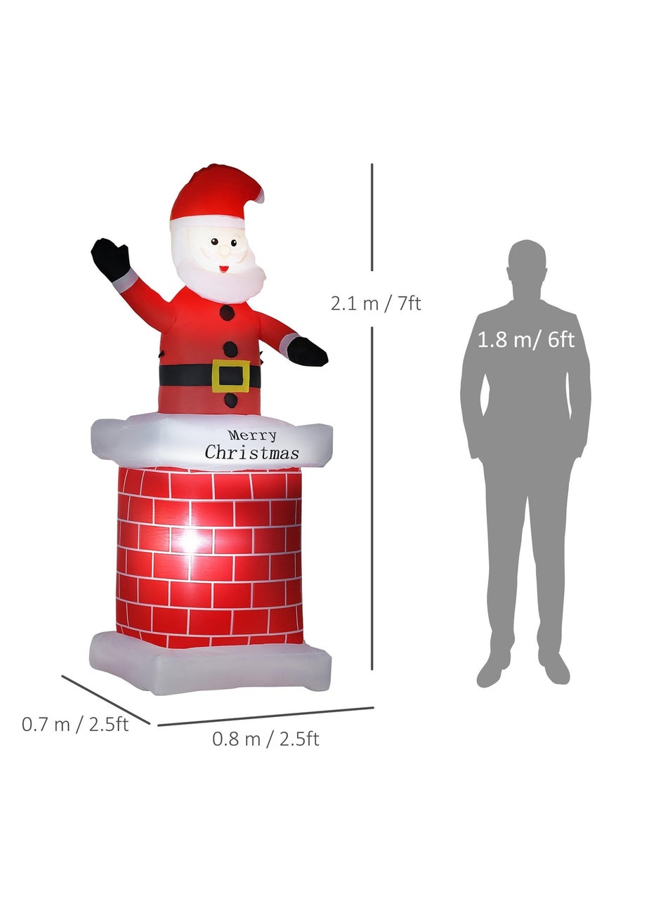 HOMCOM 7FT Santa Chimney Christmas Inflatable