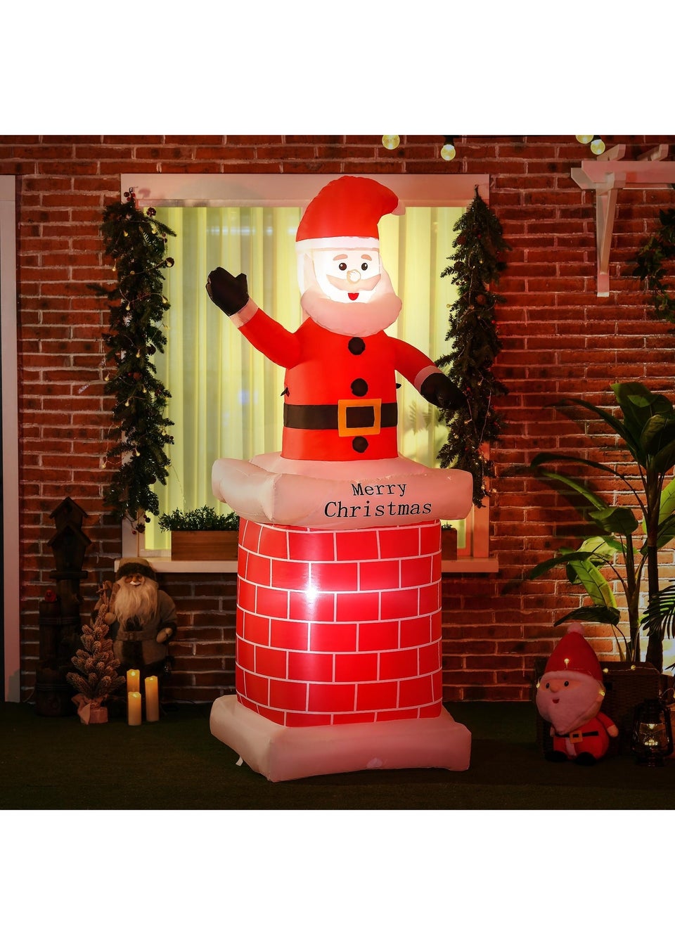 HOMCOM 7FT Santa Chimney Christmas Inflatable