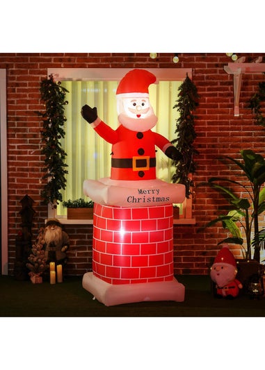 HOMCOM 7FT Santa Chimney Christmas Inflatable
