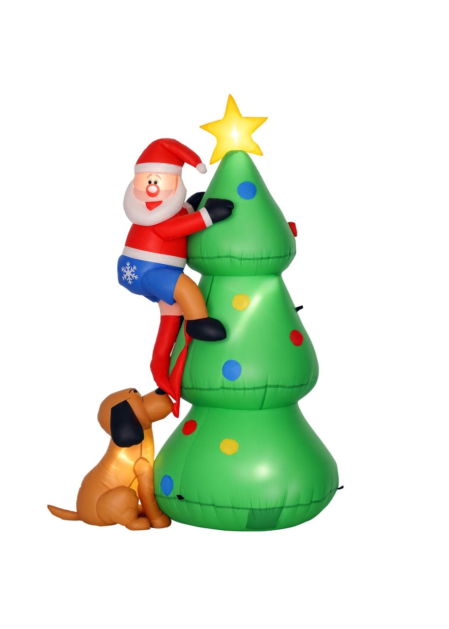 HOMCOM 6FT Christmas Tree With Santa & Dog Inflatable