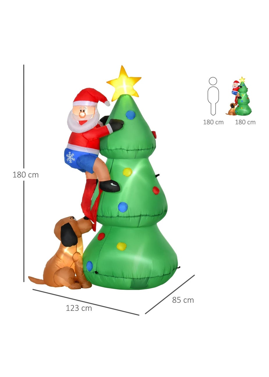 HOMCOM 6FT Christmas Tree With Santa & Dog Inflatable