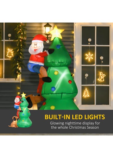 HOMCOM 6FT Christmas Tree With Santa & Dog Inflatable