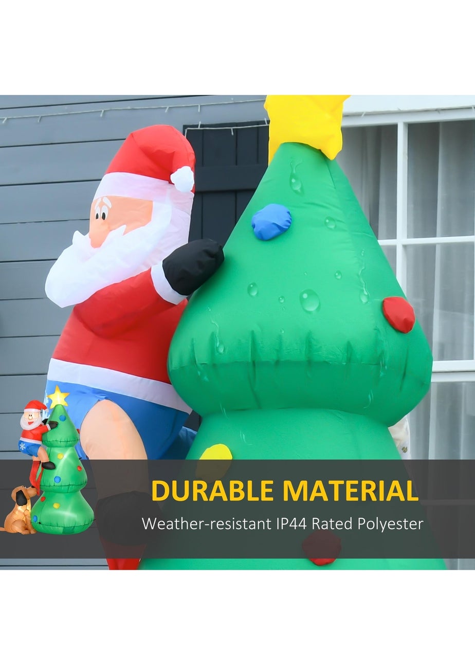 HOMCOM 6FT Christmas Tree With Santa & Dog Inflatable