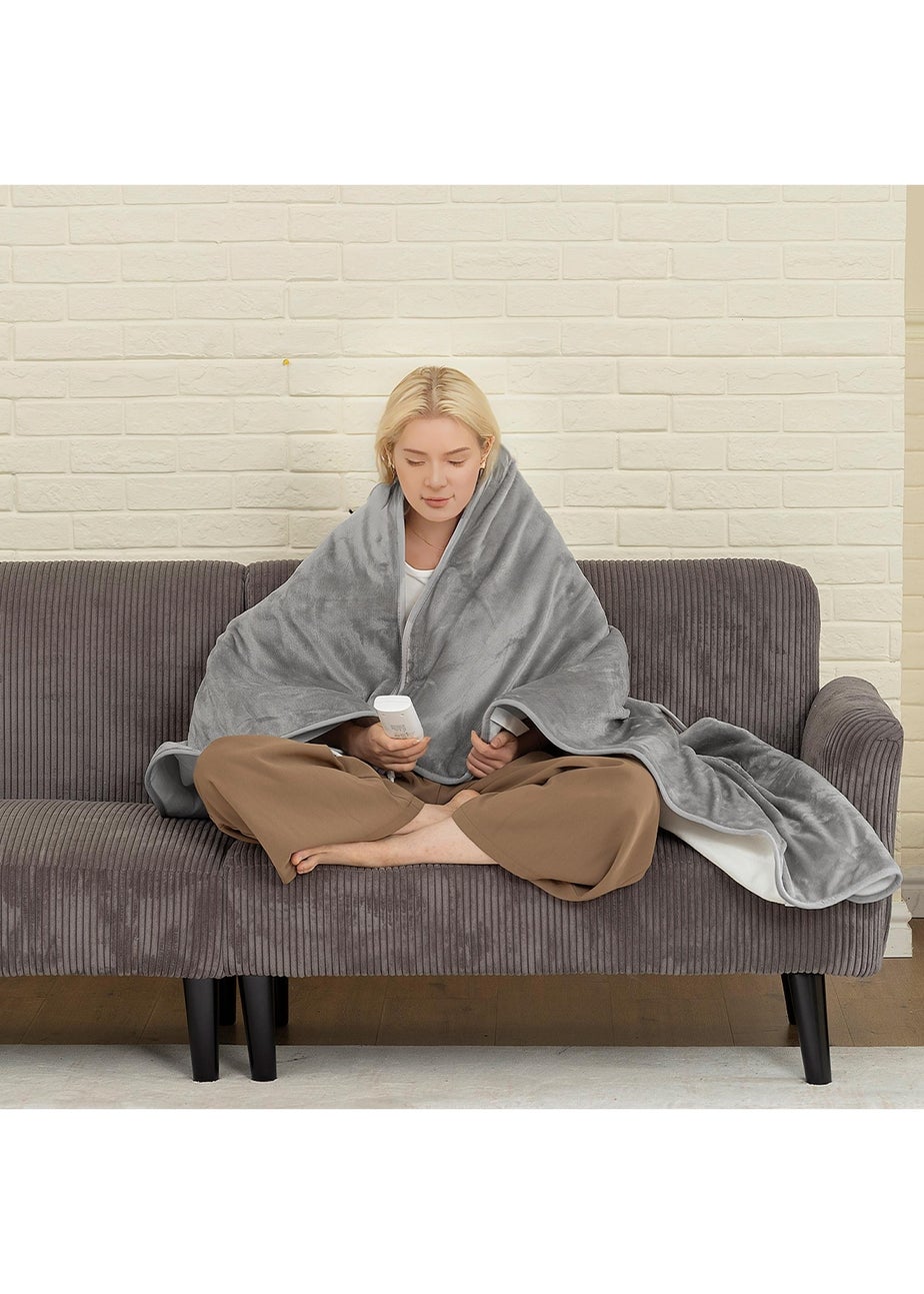 HOMCOM Electric Flannel Blanket, 30-55 Degrees Celsius 160L x 140W