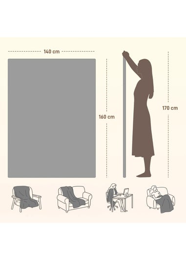 HOMCOM Electric Flannel Blanket, 30-55 Degrees Celsius 160L x 140W