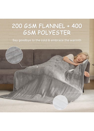 HOMCOM Electric Flannel Blanket, 30-55 Degrees Celsius 160L x 140W