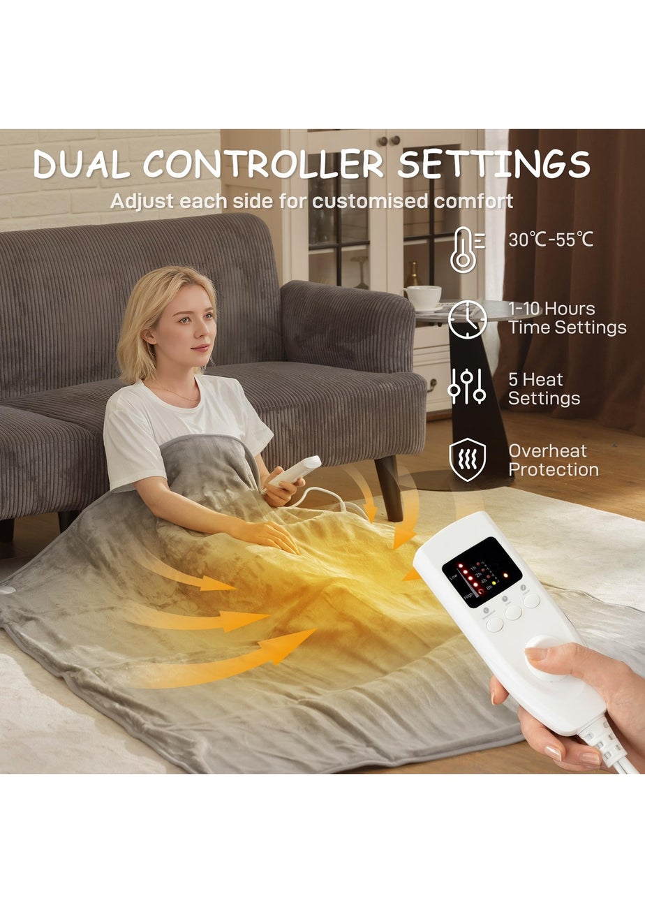 HOMCOM Electric Flannel Blanket, 30-55 Degrees Celsius 160L x 140W