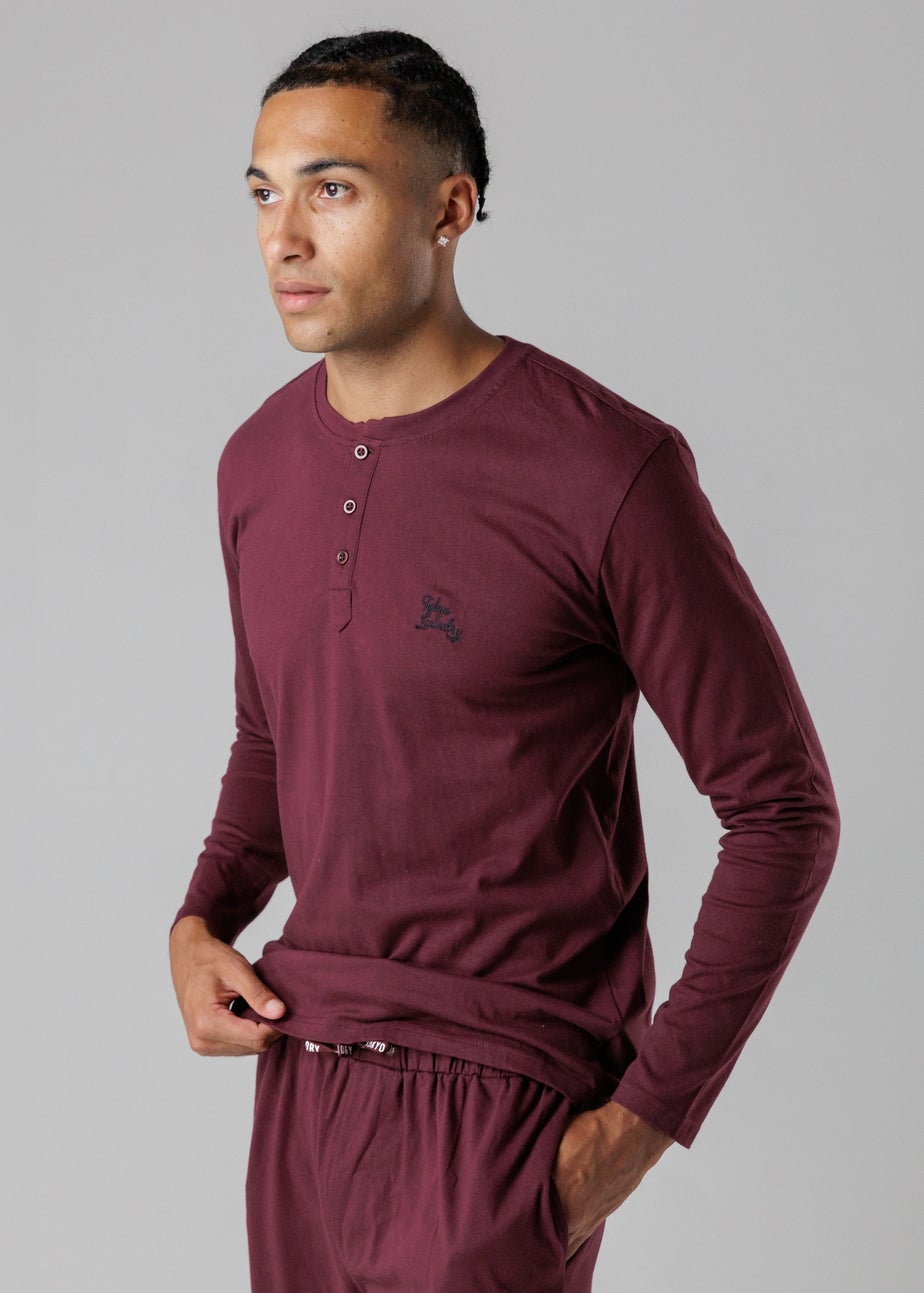 Tokyo Laundry Burgundy Cotton Crew Neck Pyjama Set