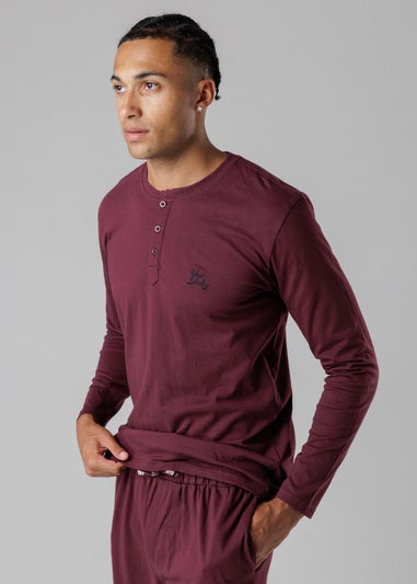 Tokyo Laundry Burgundy Cotton Crew Neck Pyjama Set