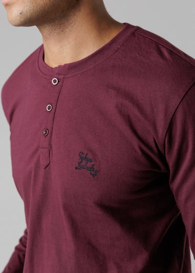 Tokyo Laundry Burgundy Cotton Crew Neck Pyjama Set