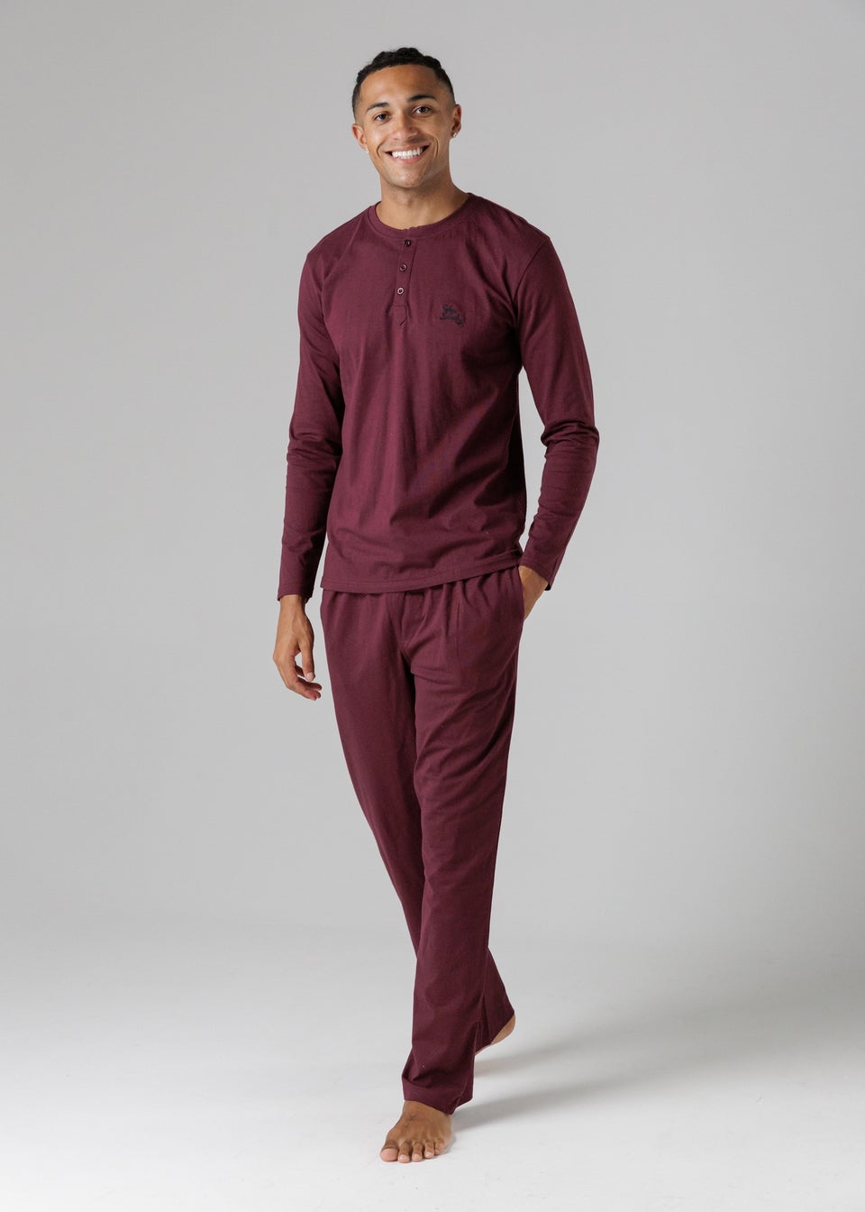 Tokyo Laundry Burgundy Cotton Crew Neck Pyjama Set