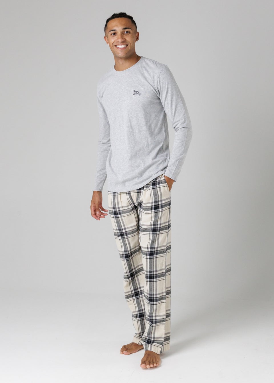 Tokyo Laundry Grey Cotton Crew Neck Pyjama Set