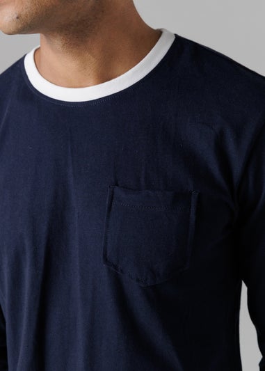 Tokyo Laundry Navy Cotton Crew Neck Pyjama Set