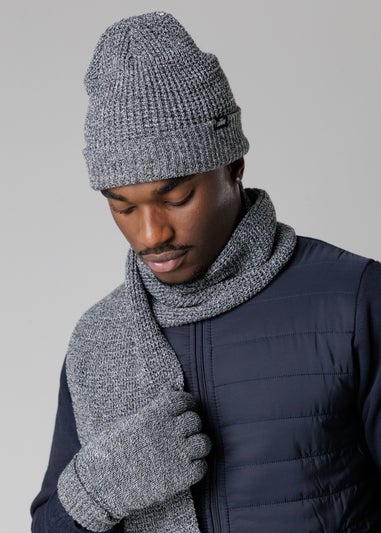 Tokyo Laundry Black Knit Hat Scarf & Gloves Set