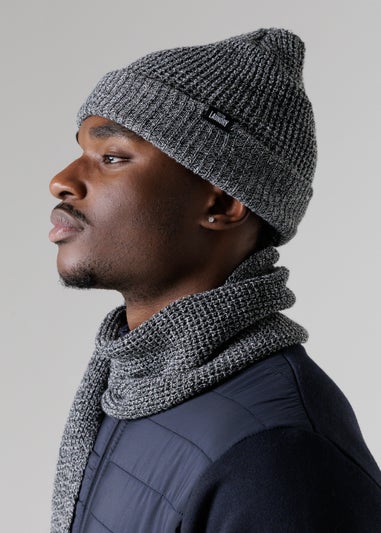 Tokyo Laundry Black Knit Hat Scarf & Gloves Set