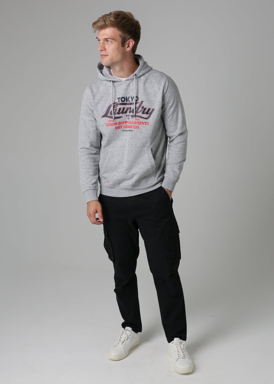 Tokyo Laundry Light Grey Cotton Blend Drawcord Hoody