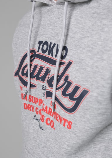 Tokyo Laundry Light Grey Cotton Blend Drawcord Hoody