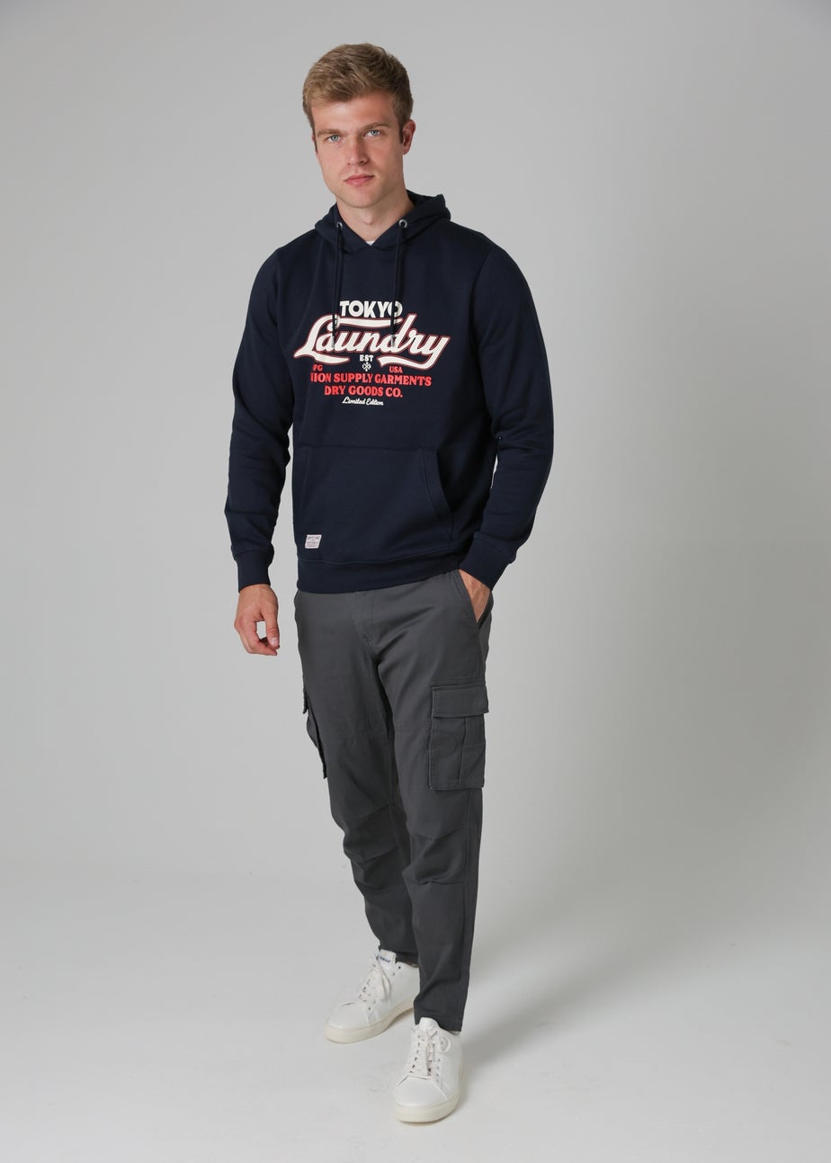 Tokyo Laundry Navy Cotton Blend Drawcord Hoody