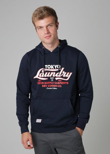 Tokyo Laundry Navy Cotton Blend Drawcord Hoody