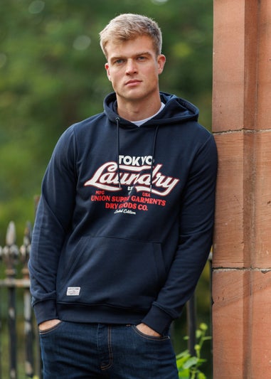 Tokyo Laundry Navy Cotton Blend Drawcord Hoody