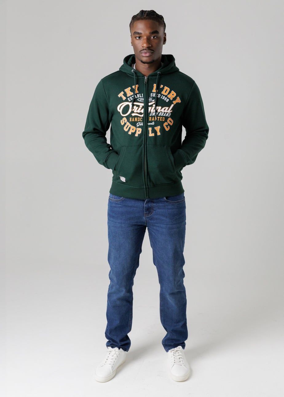 Tokyo Laundry Dark Green Cotton Blend Zip-Through Hoody