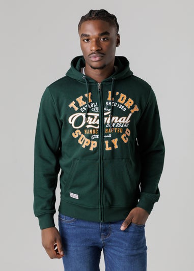 Tokyo Laundry Dark Green Cotton Blend Zip-Through Hoody