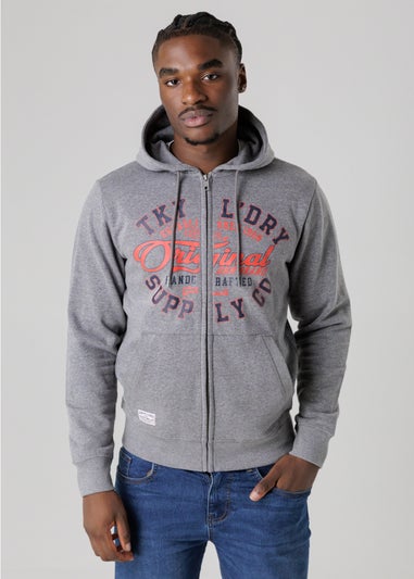 Tokyo Laundry Grey Cotton Blend Zip-Through Hoody