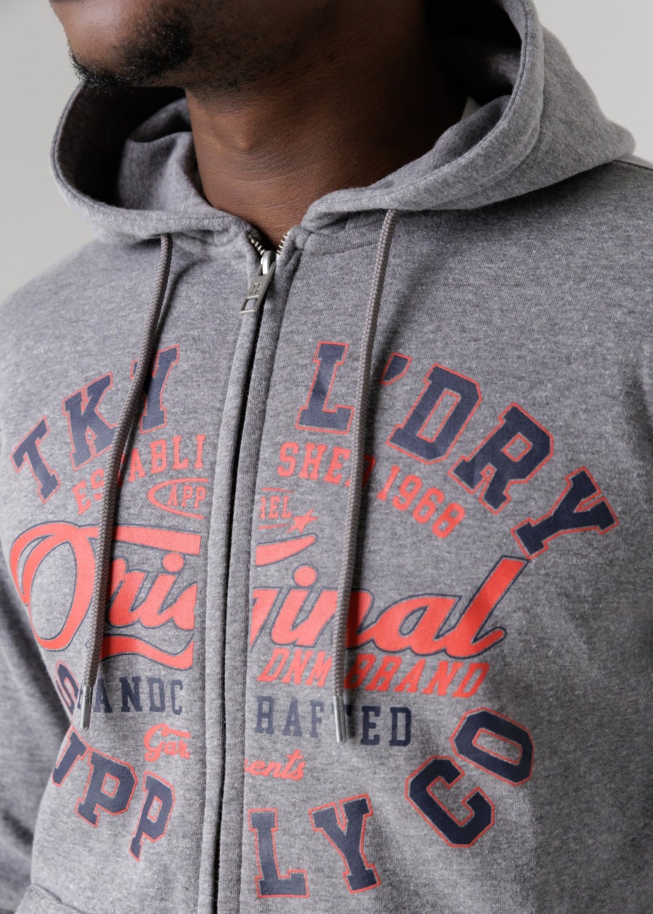 Tokyo Laundry Grey Cotton Blend Zip-Through Hoody