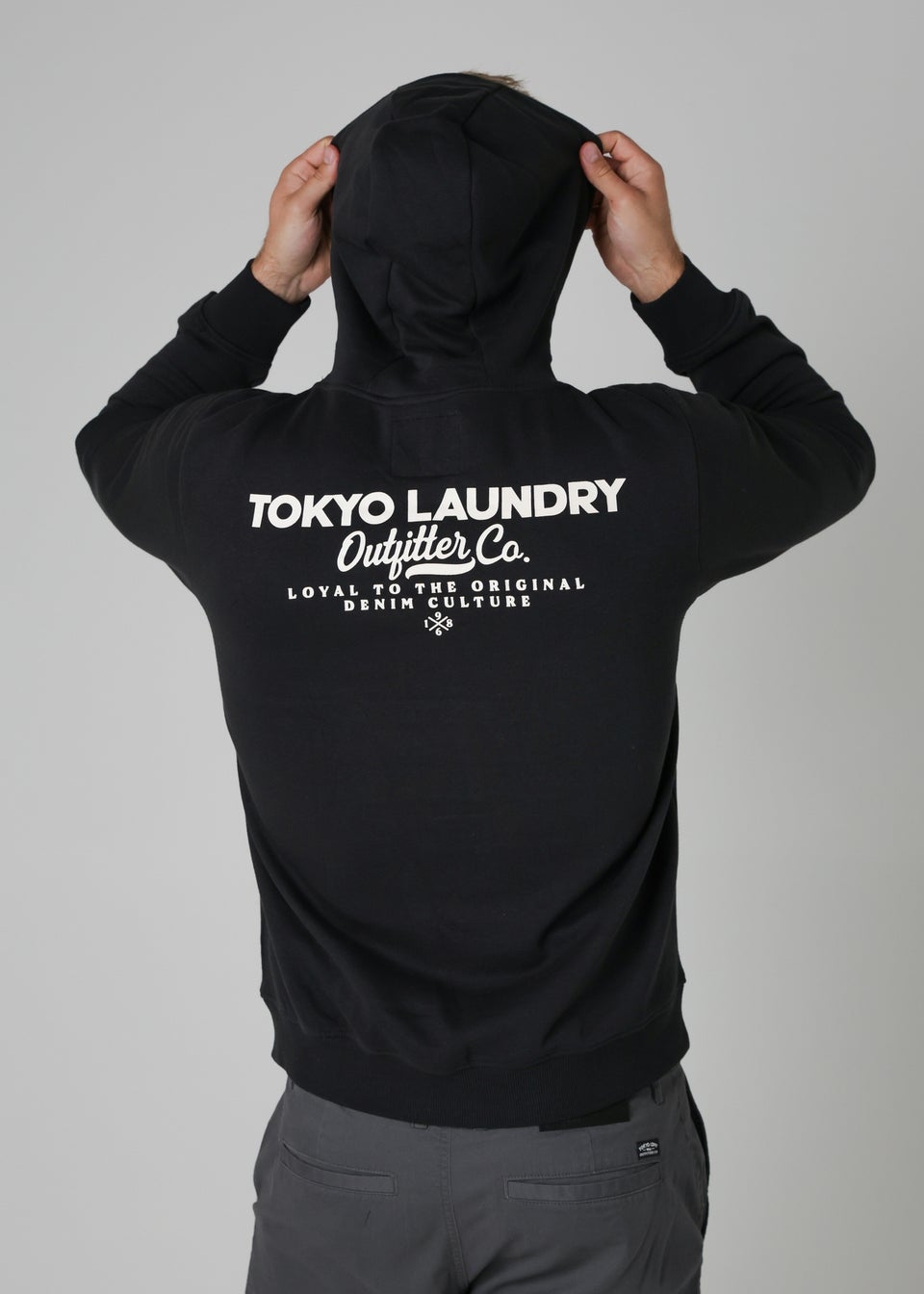 Tokyo Laundry Black Cotton Blend Drawcord Hoody