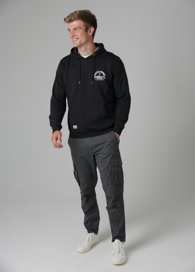 Tokyo Laundry Black Cotton Blend Drawcord Hoody