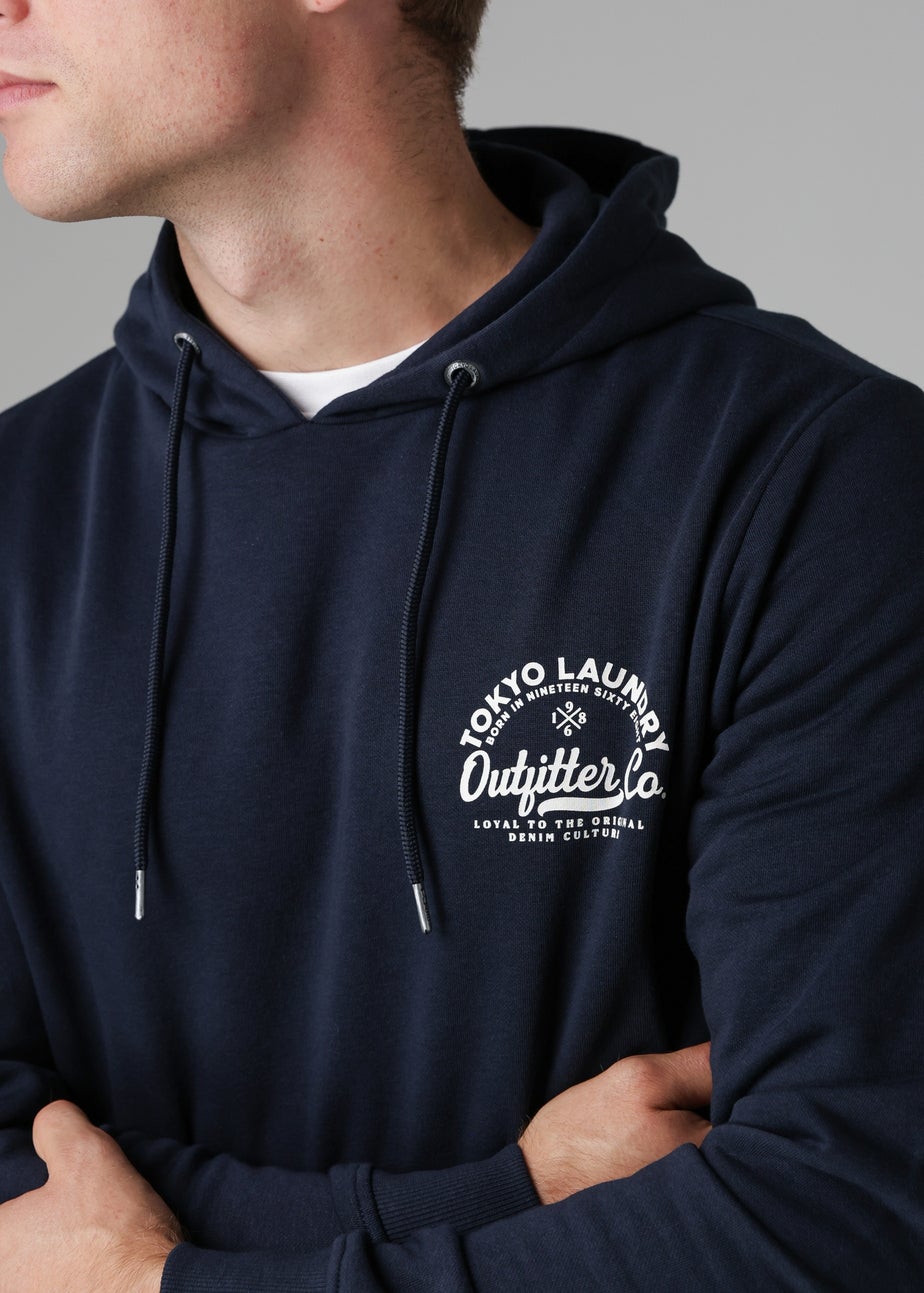 Tokyo Laundry Navy Cotton Blend Drawcord Hoody