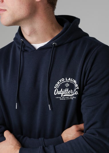 Tokyo Laundry Navy Cotton Blend Drawcord Hoody