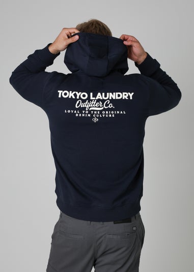 Tokyo Laundry Navy Cotton Blend Drawcord Hoody