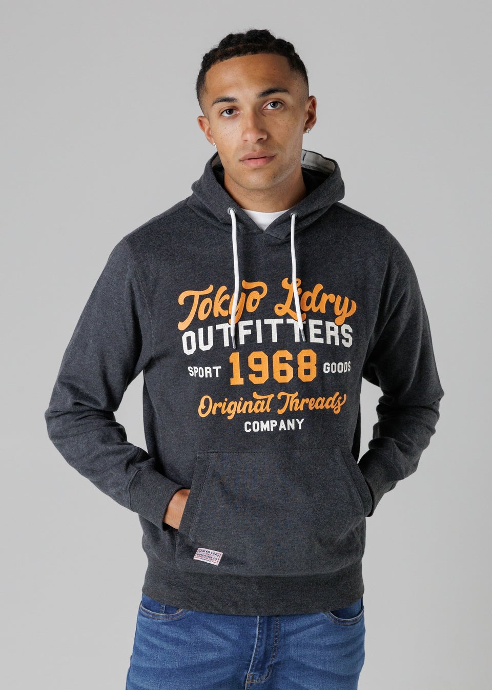 Tokyo Laundry Dark Grey Cotton Blend Drawcord Hoody