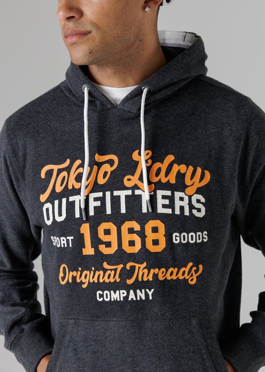 Tokyo Laundry Dark Grey Cotton Blend Drawcord Hoody